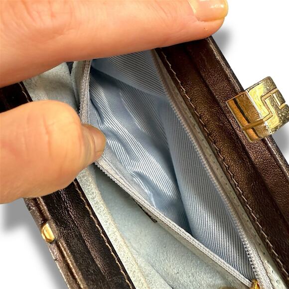 Italian Leather Clutch Bag – Gold Hardware, Quiet Luxury, Made in Italy, Brown - Picture 9 of 14